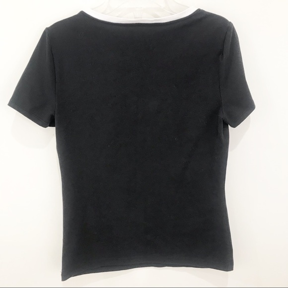 KATE SPADE Stylish Black Top w/Striped Bow on Collar Size Small - Picture 7 of 9
